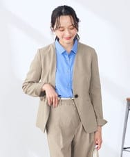 KADGE30109 a.v.v Elmi(アー・ヴェ・ヴェ) 【低身長サイズ】サマーストレッチノーカラージャケット【接触冷感/イージーケア/UVカット/吸水速乾】 ネイビー
