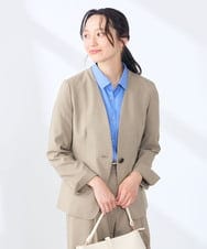 KADGE30109 a.v.v Elmi(アー・ヴェ・ヴェ) 【低身長サイズ】サマーストレッチノーカラージャケット【接触冷感/イージーケア/UVカット/吸水速乾】 ネイビー