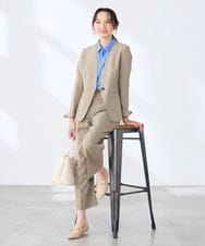 KADGE30109 a.v.v Elmi(アー・ヴェ・ヴェ) 【低身長サイズ】サマーストレッチノーカラージャケット【接触冷感/イージーケア/UVカット/吸水速乾】 ネイビー