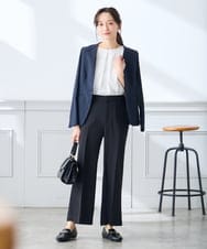KADGE30109 a.v.v Elmi(アー・ヴェ・ヴェ) 【低身長サイズ】サマーストレッチノーカラージャケット【接触冷感/イージーケア/UVカット/吸水速乾】 ネイビー