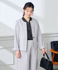 KADGE31109 a.v.v Elmi(アー・ヴェ・ヴェ) 【低身長サイズ】サマーストレッチキーネックジャケット【接触冷感/イージーケア/UVカット/吸水速乾】 ネイビー