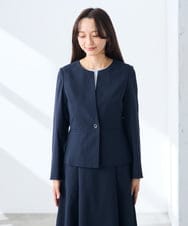 KADGE31109 a.v.v Elmi(アー・ヴェ・ヴェ) 【低身長サイズ】サマーストレッチキーネックジャケット【接触冷感/イージーケア/UVカット/吸水速乾】 ネイビー