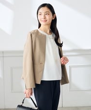 KADGE31109 a.v.v Elmi(アー・ヴェ・ヴェ) 【低身長サイズ】サマーストレッチキーネックジャケット【接触冷感/イージーケア/UVカット/吸水速乾】 ネイビー