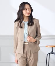 KADGE31109 a.v.v Elmi(アー・ヴェ・ヴェ) 【低身長サイズ】サマーストレッチキーネックジャケット【接触冷感/イージーケア/UVカット/吸水速乾】 ネイビー