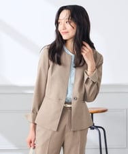 KADGE31109 a.v.v Elmi(アー・ヴェ・ヴェ) 【低身長サイズ】サマーストレッチキーネックジャケット【接触冷感/イージーケア/UVカット/吸水速乾】 ネイビー