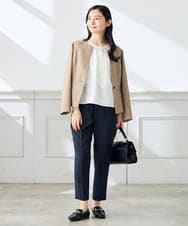 KADGE31109 a.v.v Elmi(アー・ヴェ・ヴェ) 【低身長サイズ】サマーストレッチキーネックジャケット【接触冷感/イージーケア/UVカット/吸水速乾】 ネイビー