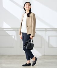 KADGE31109 a.v.v Elmi(アー・ヴェ・ヴェ) 【低身長サイズ】サマーストレッチキーネックジャケット【接触冷感/イージーケア/UVカット/吸水速乾】 ネイビー
