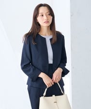 KADGE31109 a.v.v Elmi(アー・ヴェ・ヴェ) 【低身長サイズ】サマーストレッチキーネックジャケット【接触冷感/イージーケア/UVカット/吸水速乾】 ネイビー