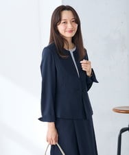 KADGE31109 a.v.v Elmi(アー・ヴェ・ヴェ) 【低身長サイズ】サマーストレッチキーネックジャケット【接触冷感/イージーケア/UVカット/吸水速乾】 ネイビー