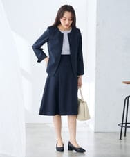 KADGE31109 a.v.v Elmi(アー・ヴェ・ヴェ) 【低身長サイズ】サマーストレッチキーネックジャケット【接触冷感/イージーケア/UVカット/吸水速乾】 ネイビー