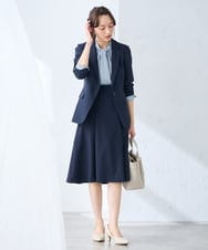 KADGE32109 a.v.v Elmi(アー・ヴェ・ヴェ) 【低身長サイズ】サマーストレッチテーラードジャケット【接触冷感/イージーケア/UVカット/吸水速乾】 ネイビー