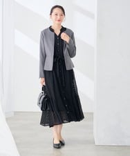 KADJE02129 a.v.v Elmi(アー・ヴェ・ヴェ) 【低身長サイズ/洗える】梳毛調 キーネックジャケット【セットアップ対応/抗ピリング/吸水速乾/ストレッチ】 ネイビー