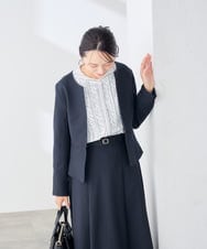KADJE02129 a.v.v Elmi(アー・ヴェ・ヴェ) 【低身長サイズ/洗える】梳毛調 キーネックジャケット【セットアップ対応/抗ピリング/吸水速乾/ストレッチ】 ネイビー