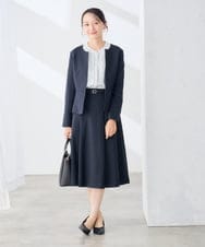KADJE02129 a.v.v Elmi(アー・ヴェ・ヴェ) 【低身長サイズ/洗える】梳毛調 キーネックジャケット【セットアップ対応/抗ピリング/吸水速乾/ストレッチ】 ネイビー