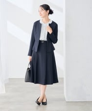 KADJE02129 a.v.v Elmi(アー・ヴェ・ヴェ) 【低身長サイズ/洗える】梳毛調 キーネックジャケット【セットアップ対応/抗ピリング/吸水速乾/ストレッチ】 ネイビー