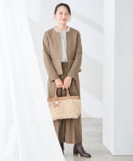 KADJE02129 a.v.v Elmi(アー・ヴェ・ヴェ) 【低身長サイズ/洗える】梳毛調 キーネックジャケット【セットアップ対応/抗ピリング/吸水速乾/ストレッチ】 ネイビー