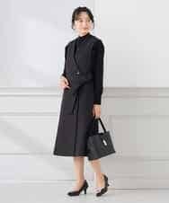 KAECD01099 a.v.v Elmi(アー・ヴェ・ヴェ) 【低身長サイズ】【洗える/ストレッチ/セットアップ対応】ダブルクロスロングジレワンピース ネイビー