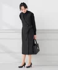 KAECD01099 a.v.v Elmi(アー・ヴェ・ヴェ) 【低身長サイズ】【洗える/ストレッチ/セットアップ対応】ダブルクロスロングジレワンピース ネイビー