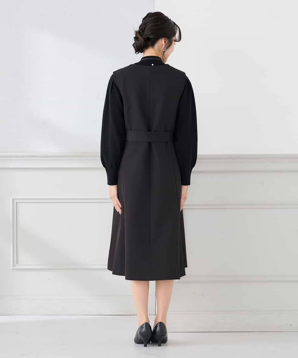 KAECD01099 a.v.v Elmi(アー・ヴェ・ヴェ) 【低身長サイズ】【洗える/ストレッチ/セットアップ対応】ダブルクロスロングジレワンピース ネイビー