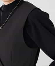 KAECD01099 a.v.v Elmi(アー・ヴェ・ヴェ) 【低身長サイズ】【洗える/ストレッチ/セットアップ対応】ダブルクロスロングジレワンピース ネイビー