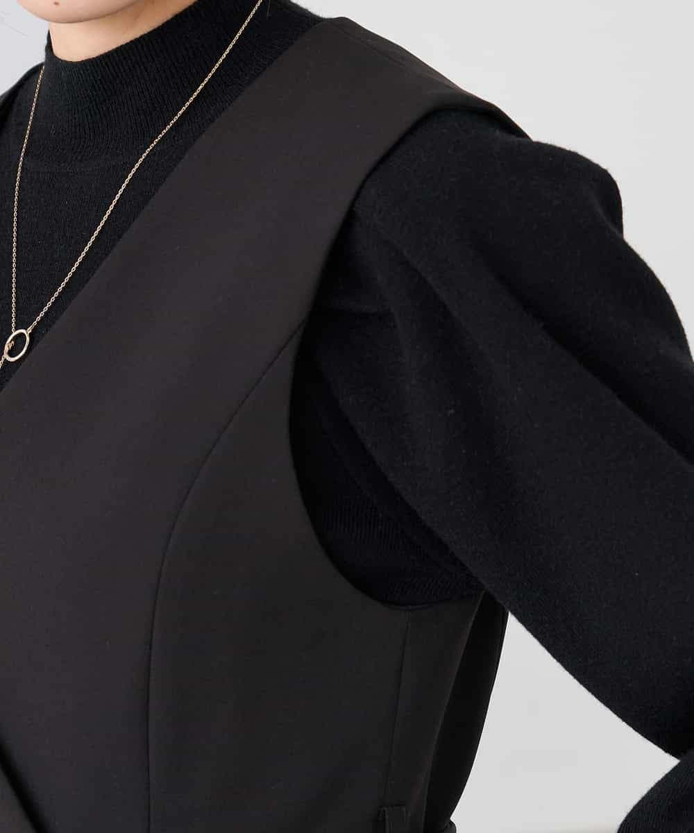 KAECD01099 a.v.v Elmi(アー・ヴェ・ヴェ) 【低身長サイズ】【洗える/ストレッチ/セットアップ対応】ダブルクロスロングジレワンピース ネイビー