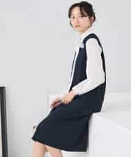 KAECD02119 a.v.v Elmi(アー・ヴェ・ヴェ) 【低身長サイズ】ツイードボウタイワンピース ネイビー