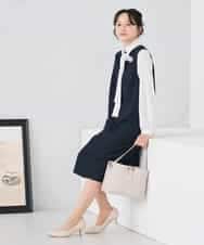 KAECD02119 a.v.v Elmi(アー・ヴェ・ヴェ) 【低身長サイズ】ツイードボウタイワンピース ネイビー