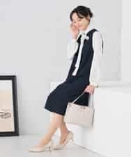 KAECD02119 a.v.v Elmi(アー・ヴェ・ヴェ) 【低身長サイズ】ツイードボウタイワンピース ネイビー