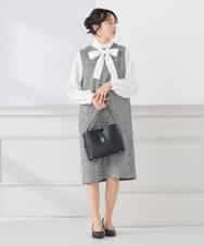 KAECD02119 a.v.v Elmi(アー・ヴェ・ヴェ) 【低身長サイズ】ツイードボウタイワンピース ネイビー