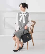 KAECD02119 a.v.v Elmi(アー・ヴェ・ヴェ) 【低身長サイズ】ツイードボウタイワンピース ネイビー