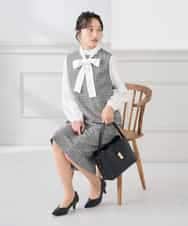 KAECD02119 a.v.v Elmi(アー・ヴェ・ヴェ) 【低身長サイズ】ツイードボウタイワンピース ネイビー