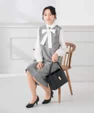 KAECD02119 a.v.v Elmi(アー・ヴェ・ヴェ) 【低身長サイズ】ツイードボウタイワンピース ネイビー