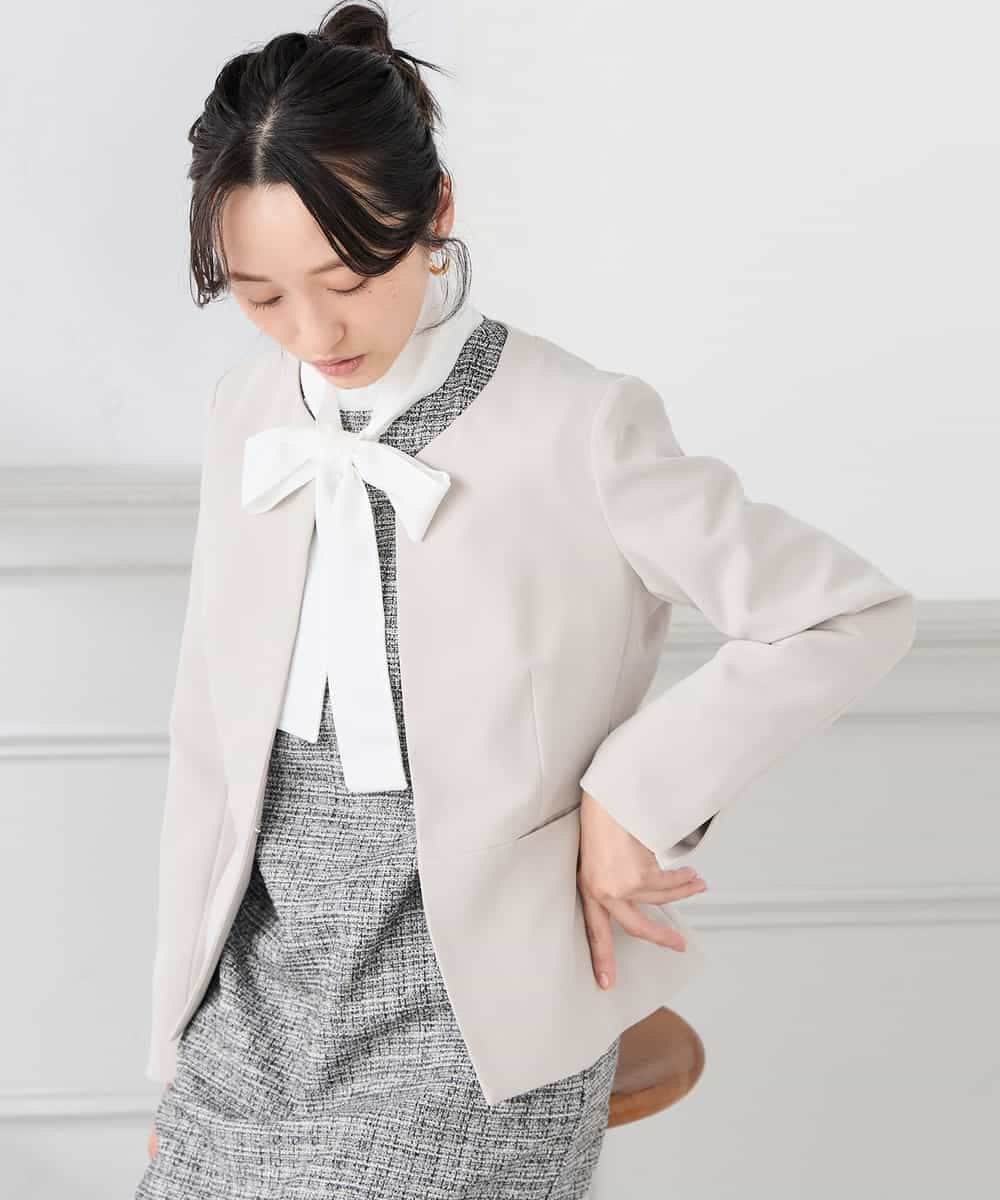 KAECD02119 a.v.v Elmi(アー・ヴェ・ヴェ) 【低身長サイズ】ツイードボウタイワンピース ネイビー