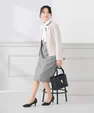 KAECD02119 a.v.v Elmi(アー・ヴェ・ヴェ) 【低身長サイズ】ツイードボウタイワンピース ネイビー