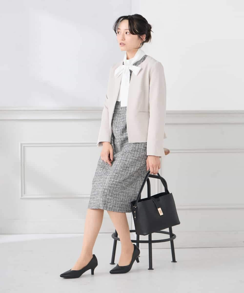 KAECD02119 a.v.v Elmi(アー・ヴェ・ヴェ) 【低身長サイズ】ツイードボウタイワンピース ネイビー