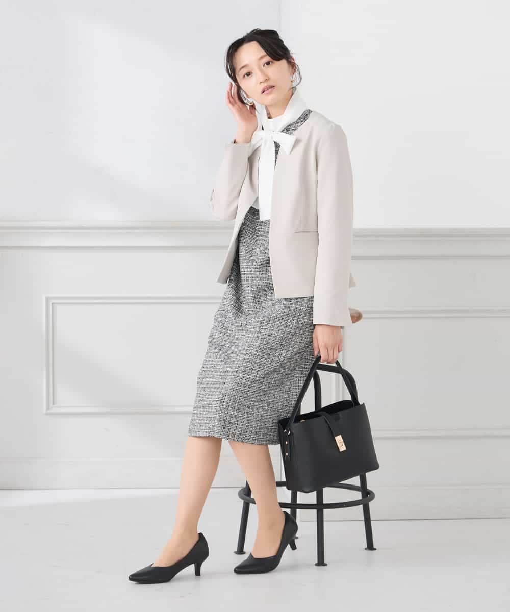 KAECD02119 a.v.v Elmi(アー・ヴェ・ヴェ) 【低身長サイズ】ツイードボウタイワンピース ネイビー