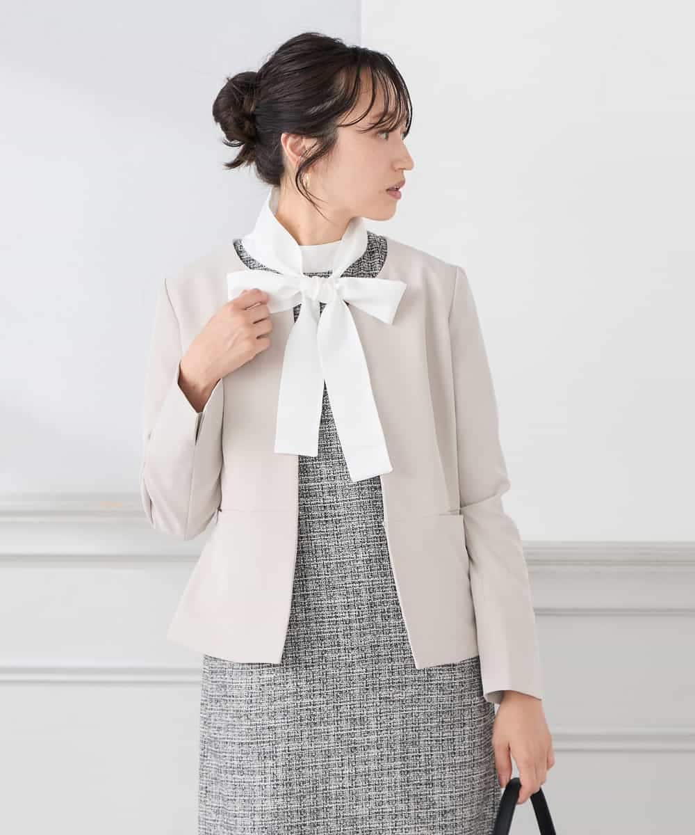 KAECD02119 a.v.v Elmi(アー・ヴェ・ヴェ) 【低身長サイズ】ツイードボウタイワンピース ネイビー