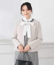 KAECD02119 a.v.v Elmi(アー・ヴェ・ヴェ) 【低身長サイズ】ツイードボウタイワンピース ネイビー