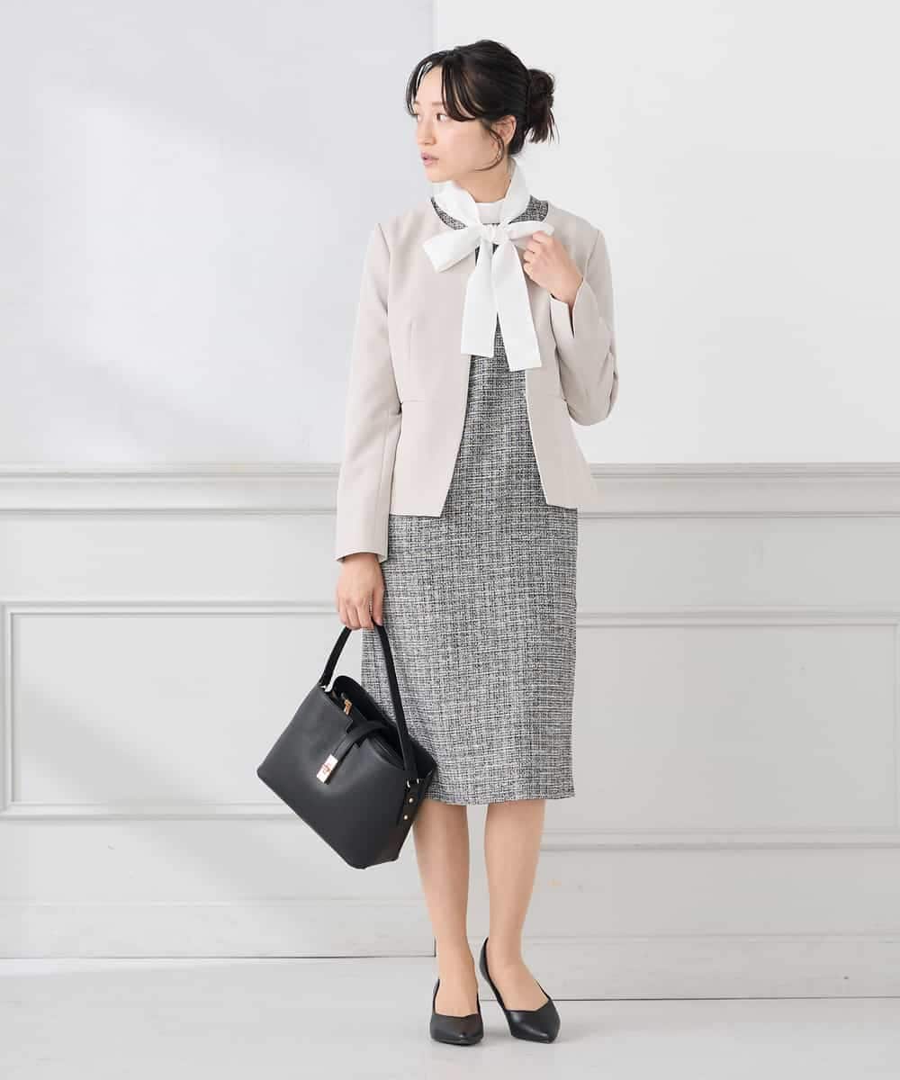 KAECD02119 a.v.v Elmi(アー・ヴェ・ヴェ) 【低身長サイズ】ツイードボウタイワンピース ネイビー