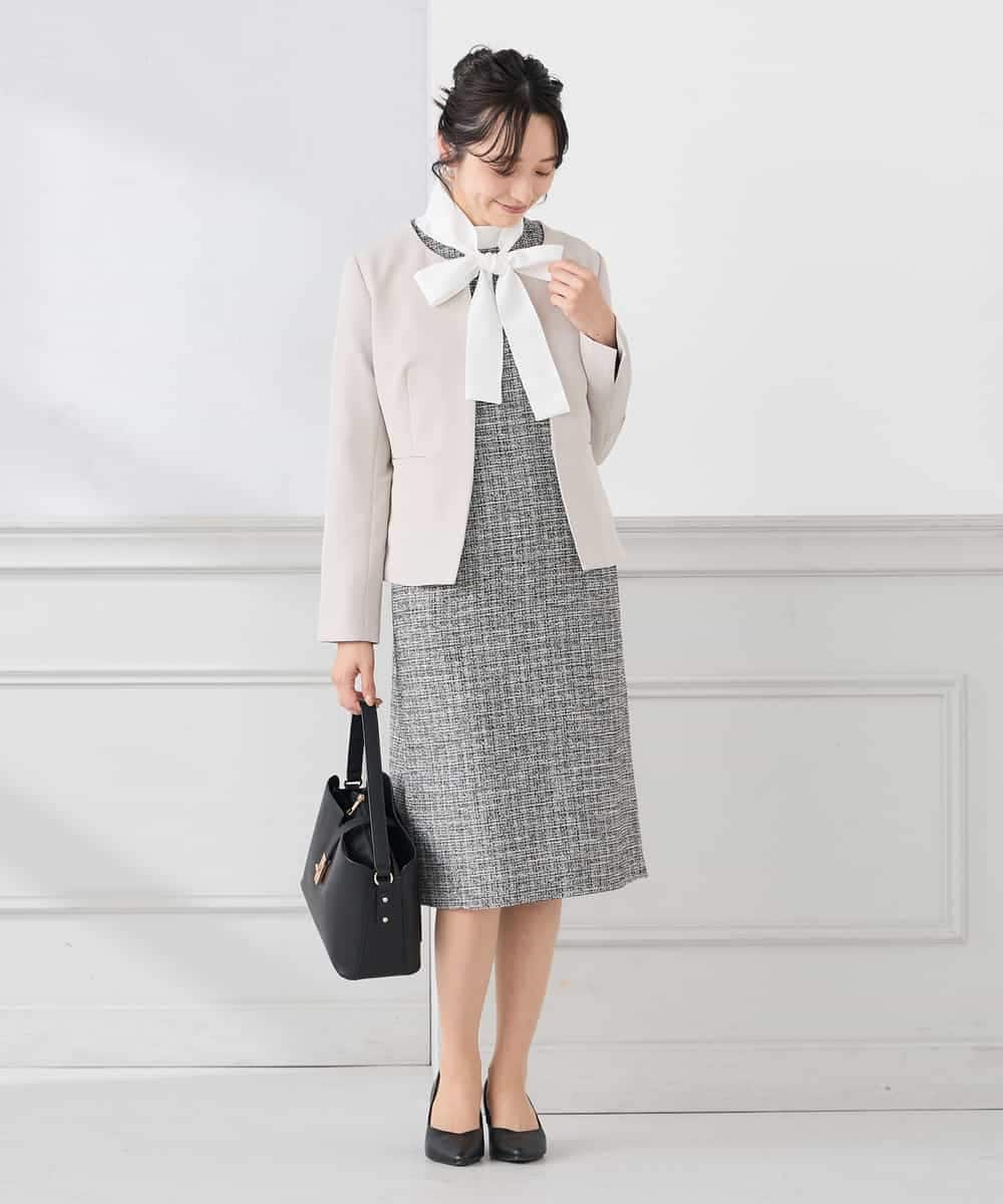 KAECD02119 a.v.v Elmi(アー・ヴェ・ヴェ) 【低身長サイズ】ツイードボウタイワンピース ネイビー