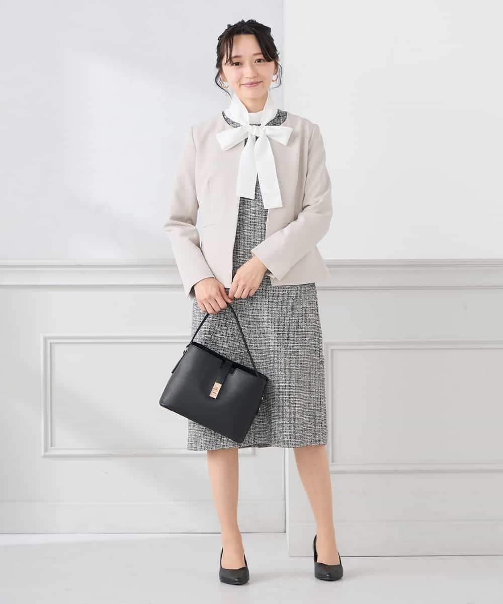 KAECD02119 a.v.v Elmi(アー・ヴェ・ヴェ) 【低身長サイズ】ツイードボウタイワンピース ネイビー