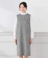 KAECD02119 a.v.v Elmi(アー・ヴェ・ヴェ) 【低身長サイズ】ツイードボウタイワンピース ネイビー