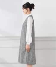 KAECD02119 a.v.v Elmi(アー・ヴェ・ヴェ) 【低身長サイズ】ツイードボウタイワンピース ネイビー