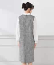 KAECD02119 a.v.v Elmi(アー・ヴェ・ヴェ) 【低身長サイズ】ツイードボウタイワンピース ネイビー