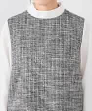 KAECD02119 a.v.v Elmi(アー・ヴェ・ヴェ) 【低身長サイズ】ツイードボウタイワンピース ネイビー