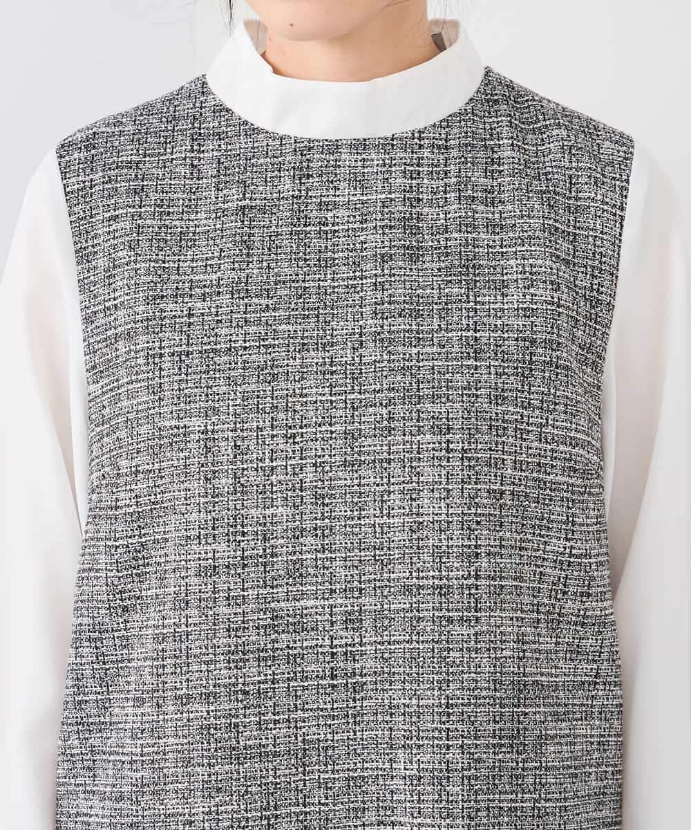 KAECD02119 a.v.v Elmi(アー・ヴェ・ヴェ) 【低身長サイズ】ツイードボウタイワンピース ネイビー