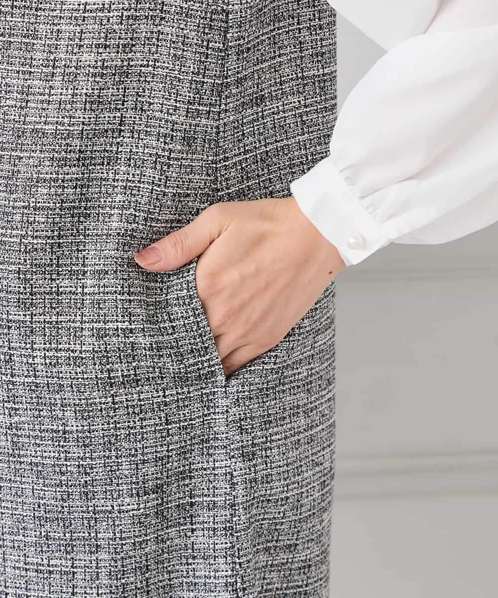 KAECD02119 a.v.v Elmi(アー・ヴェ・ヴェ) 【低身長サイズ】ツイードボウタイワンピース ネイビー