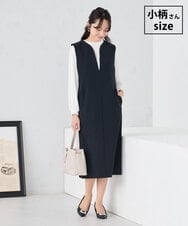 KAECD03089 a.v.v Elmi(アー・ヴェ・ヴェ) 【低身長サイズ】【洗える/ストレッチ】ダブルクロスジャンパードレス ネイビー