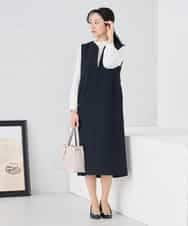 KAECD03089 a.v.v Elmi(アー・ヴェ・ヴェ) 【低身長サイズ】【洗える/ストレッチ】ダブルクロスジャンパードレス ネイビー