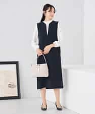 KAECD03089 a.v.v Elmi(アー・ヴェ・ヴェ) 【低身長サイズ】【洗える/ストレッチ】ダブルクロスジャンパードレス ネイビー